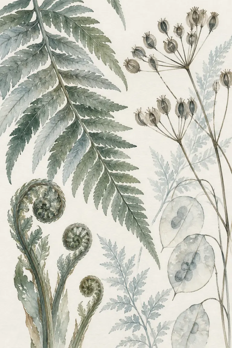 Coordinated soft botanical supporting print