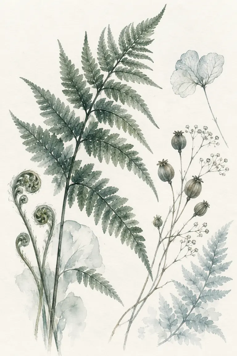 Soft botanical aesthetic artwork